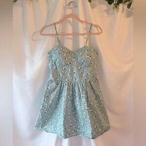 No Boundaries Light Blue Floral Sundress with Spaghetti Straps